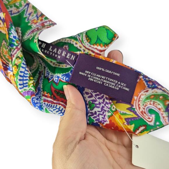 Ralph Lauren Collection Silk Multicolor Oblong Scarf NEW 64" by 8" - Picture 3 of 6